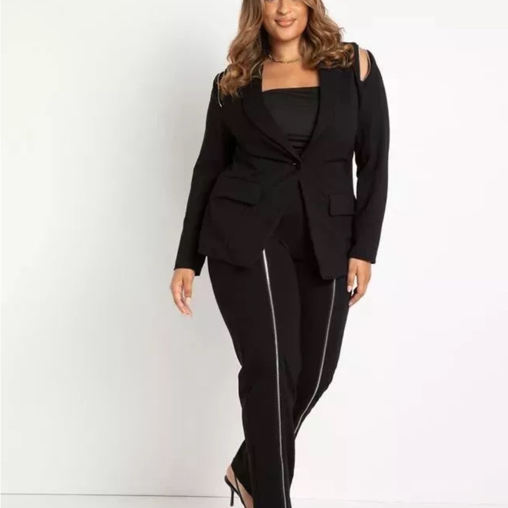 Zipper detail black jacket Eloquii